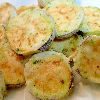 米粉でサクッと　あおさ香る茄子の天ぷら♬